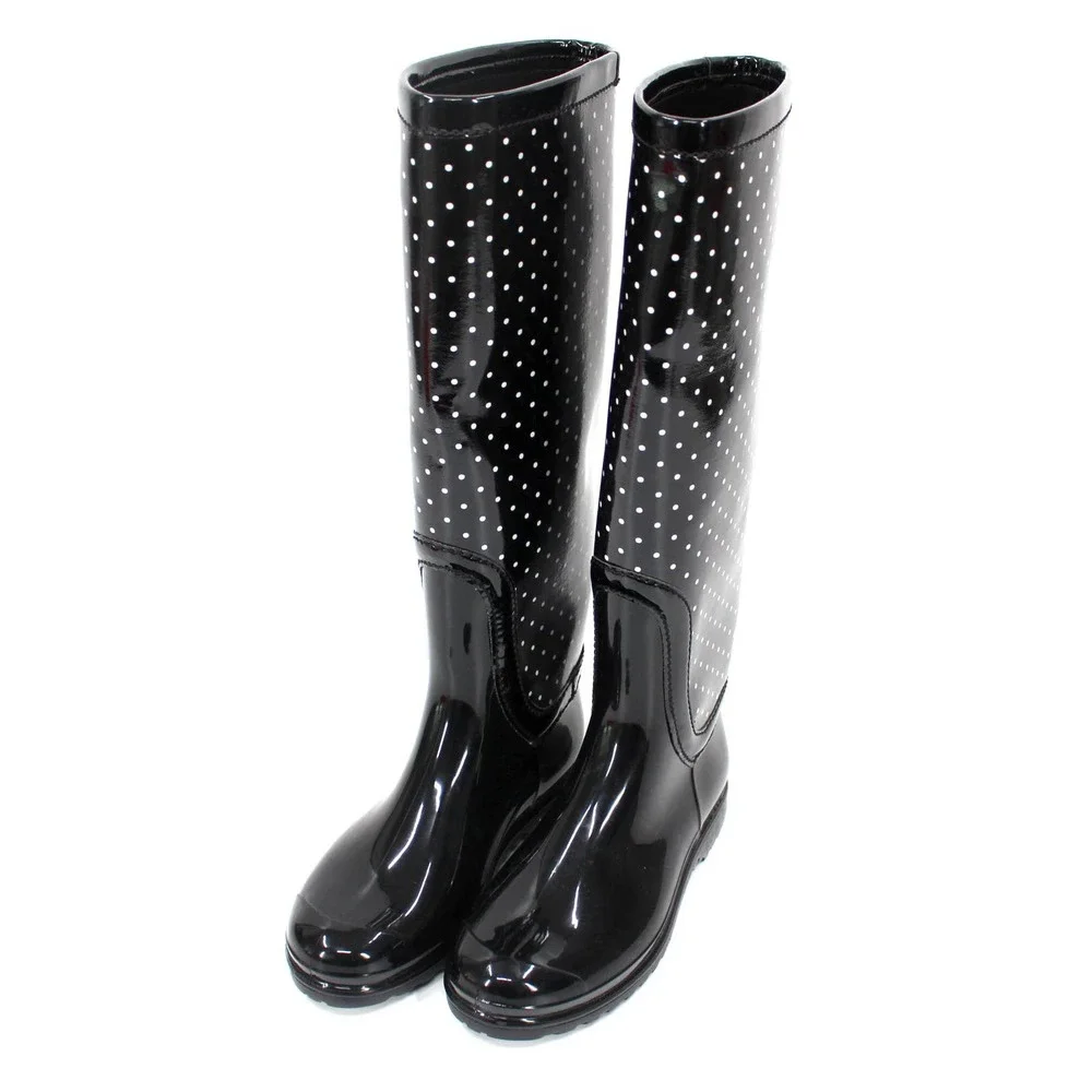 Dolce & Gabbana Wellies Wellington Knee High Polka Dot Rain Boots 35 Spotted